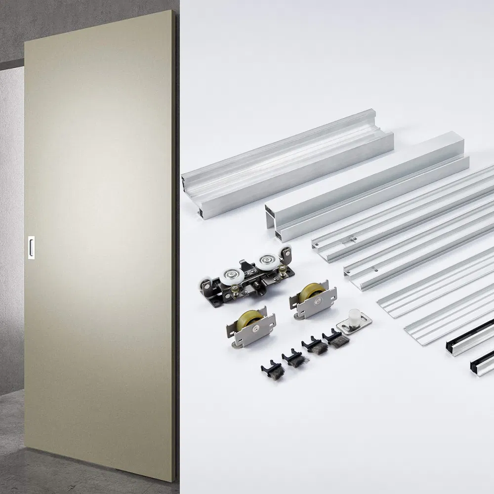 Invisible Sliding Track System Hidden Roller Soft Close Ghost Door Hardware Kit