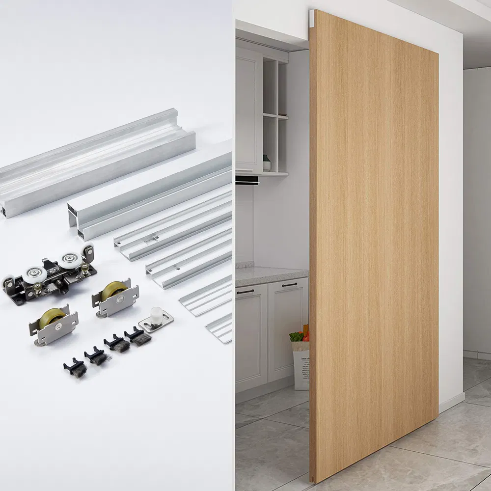 Invisible Sliding Track System Hidden Roller Soft Close Ghost Door Hardware Kit