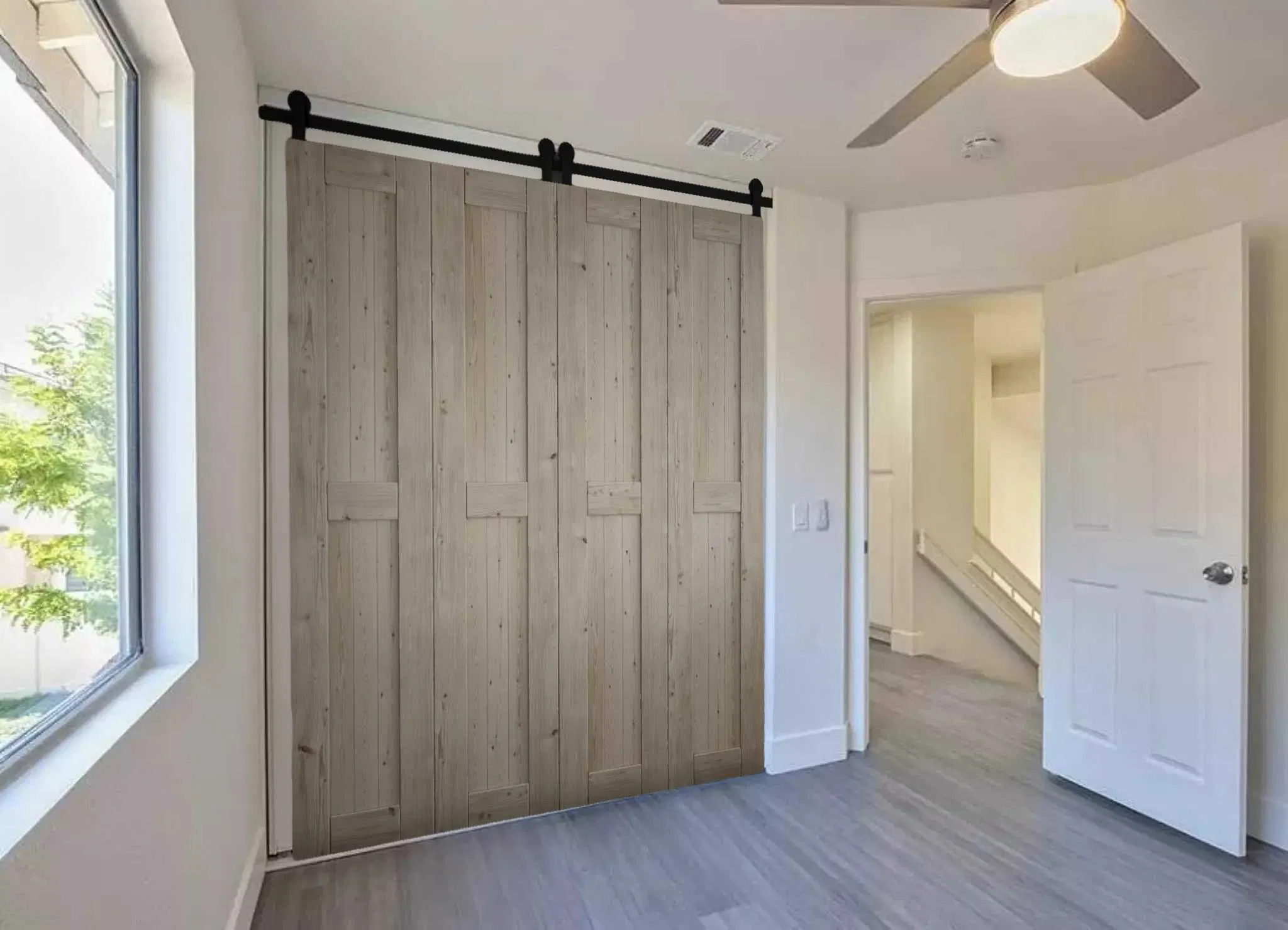 36" Bi-Folding Sliding Barn Door Hardware Kit for 2 Doors, Bifold Closet Door Bifold Barn Door Top Mount, Smoothly and Quietly, J Shape Hanger