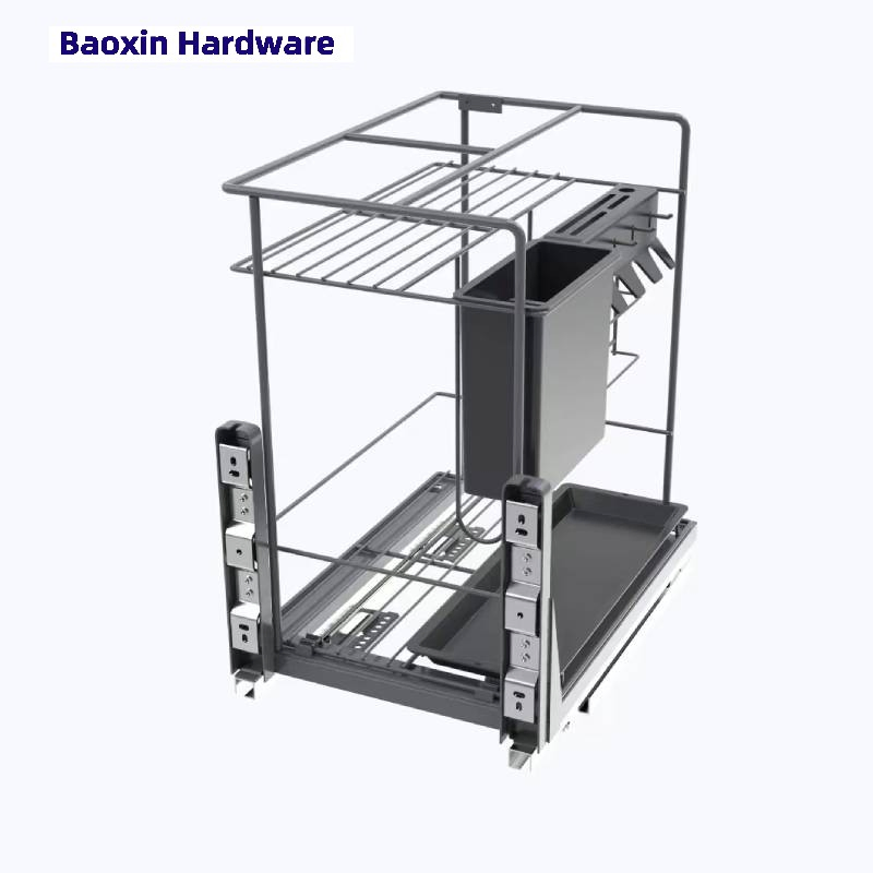 Kitchen Cabinet Storage Rack Pull out Drawer Basket Hardware Fitting Multifunctional Flat