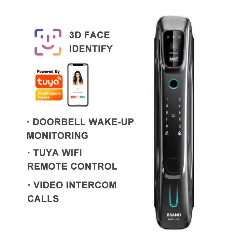 WiFi Digital Card Security Safe Electronic Alumnium Alloy Lockset HD Camera Fingerprint Remote Control Face Recognition Smart Door Lock