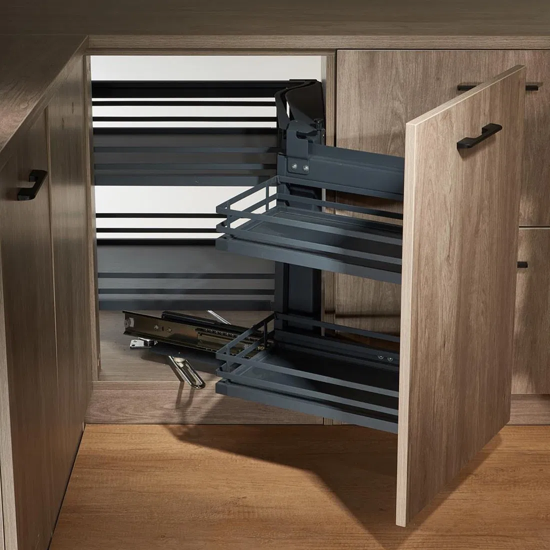 Iron Plate Glass Wooden Basket Wellmax Kitchen Magic Corner Cabinet Blind Soft Close Kitchen Kitchen Basket Racks Kitchen Multi Purpose Spice Drawer Basket