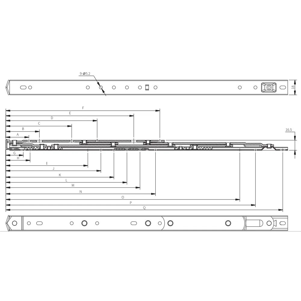 3h 18 Groove SS304 Friction Hinge Arm Stay for Top Hung Awning Window-Phxz18b