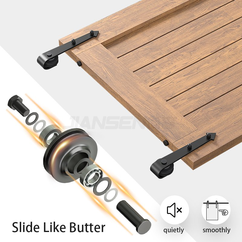 6FT New Design Interior Mini Shape Hangers Sliding Barn Door Hardware Black Roller Rails Closet Track Set