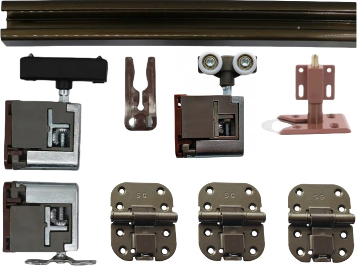 Replace Surface Mounted Barn Sliding Door Hardware System with Aluminum Alloy Pulley Track Rail Kit Flat Folding Wooden Door Accessories