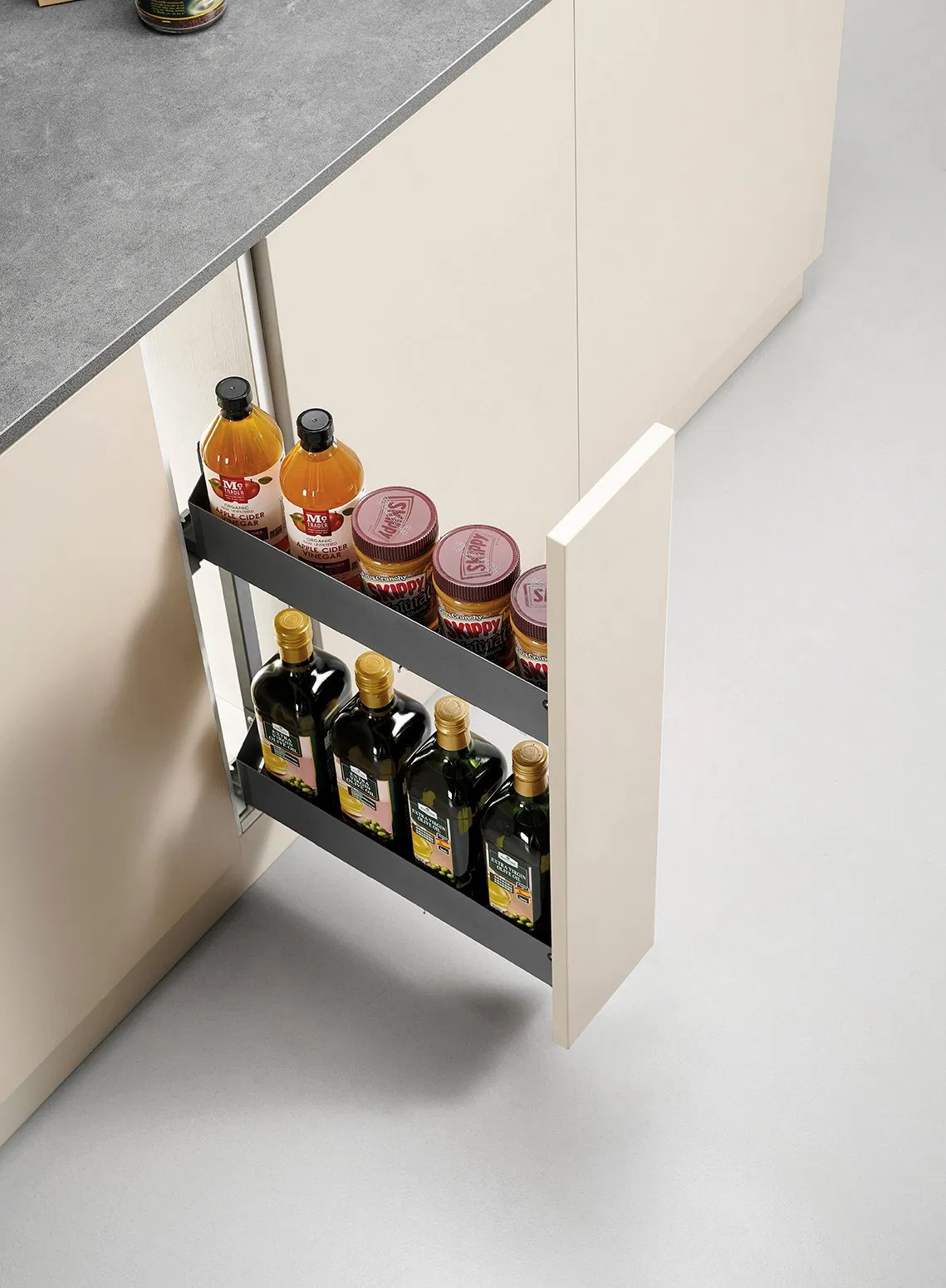 Kitchen Cabinet Hardware Accessory 2-Shelf Metal Side Pull out Basket