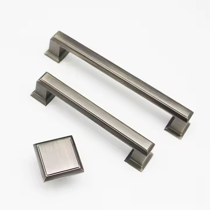 Brushed Zinc Alloy Pull Handle Luxury Solid Brass Knuckle Set for Kitchen Cabinets Bathroom Storage Antique Door Handles