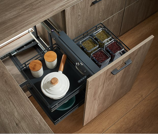 Wellmax Kitchen Storage System Basket for Blind Cabinet Utensils Pull out Drawer Furniture Hardware Soft Closing Powder Coated Magic Corner Basket