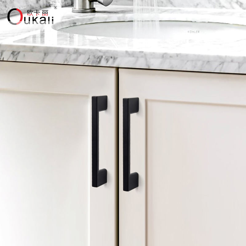 192mm Drawer Matt Black Aluminium Kitchen Cabinets Door Pull Handle Home Furniture Wardrobe Pulls and Knobs