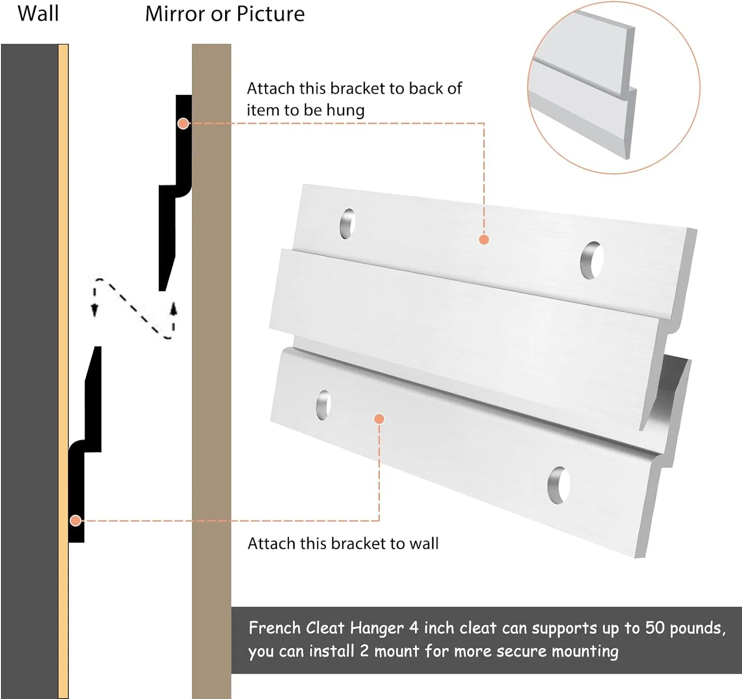 Z Clip Mirror Hanging Hardware French Picture Hanger Kit Z Hanger Supports