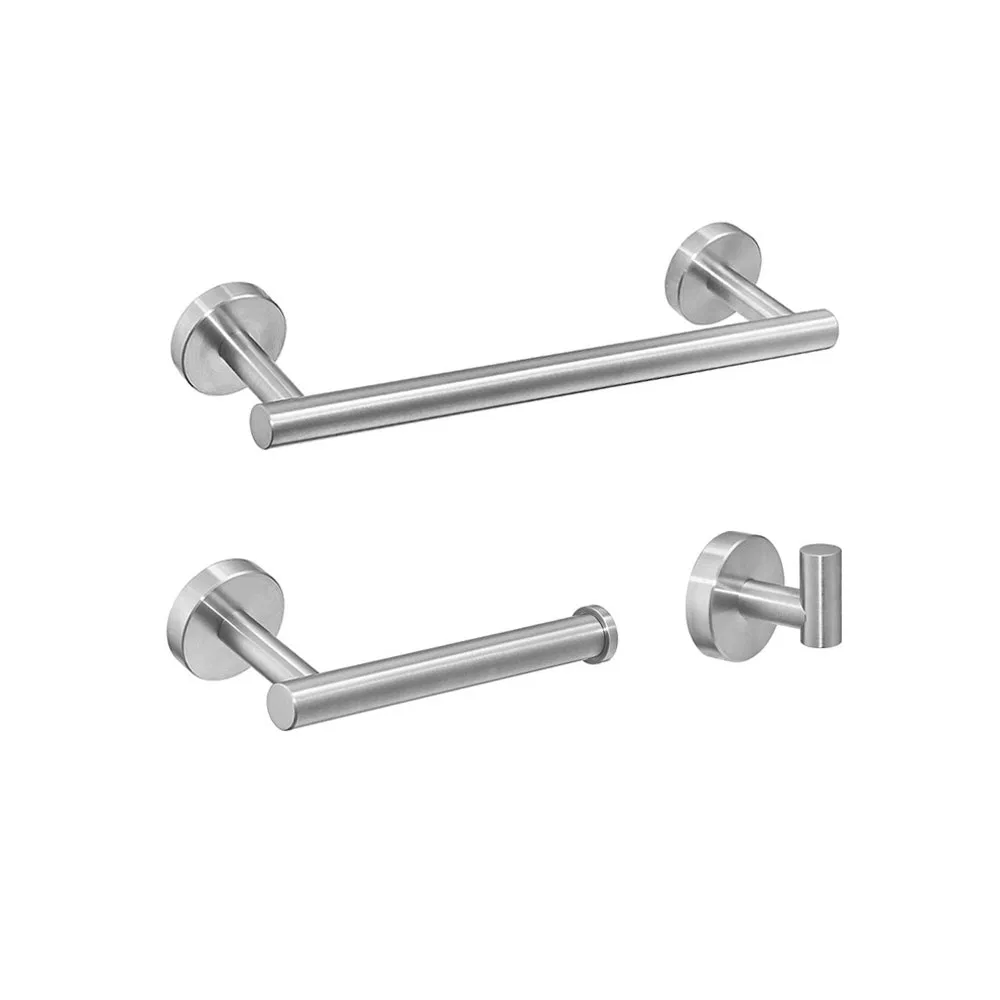 Pieces Stainless Steel Hardware Set Wall Mounted Rack 12"Bath Towel Bar Toilet Paper Holder Towel Robe Hook Towel Bars Bathroom Accessories Set