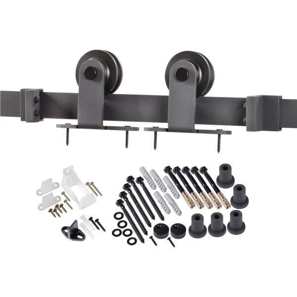 Sliding Barn Door Hardware Kit Top Mounted Hanger Track Black Steel Closet Door Roller Rail for Single Door
