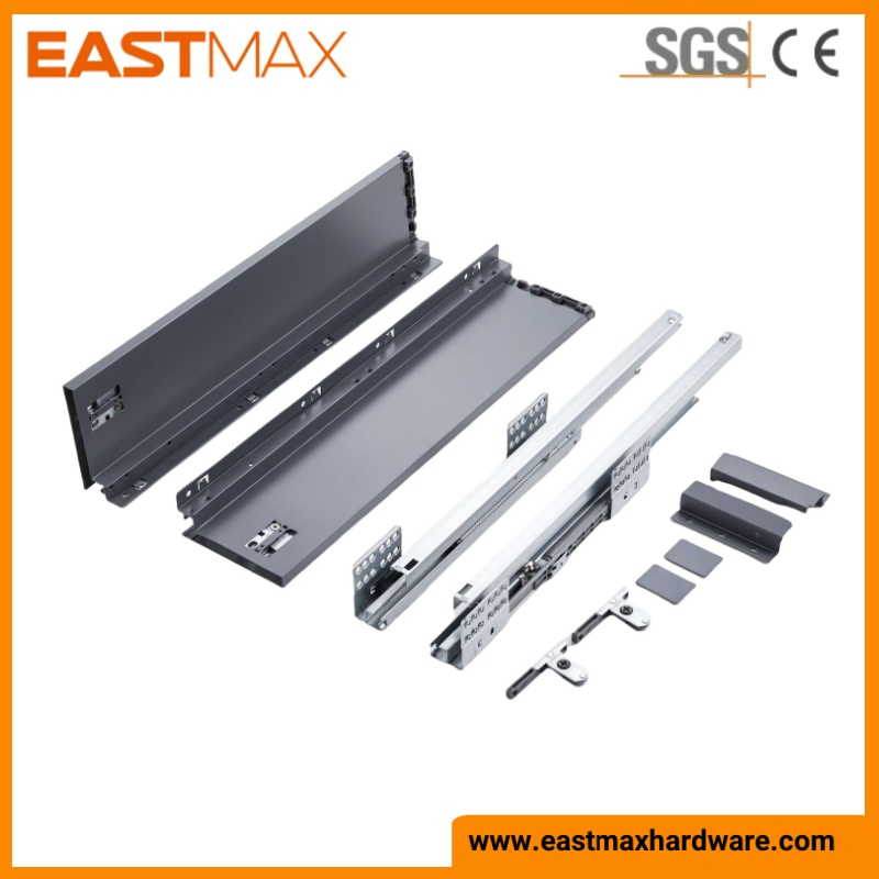 Full Extension Soft Close Furniture Hardware Drawer Slides Slim Box Metal Drawer Box