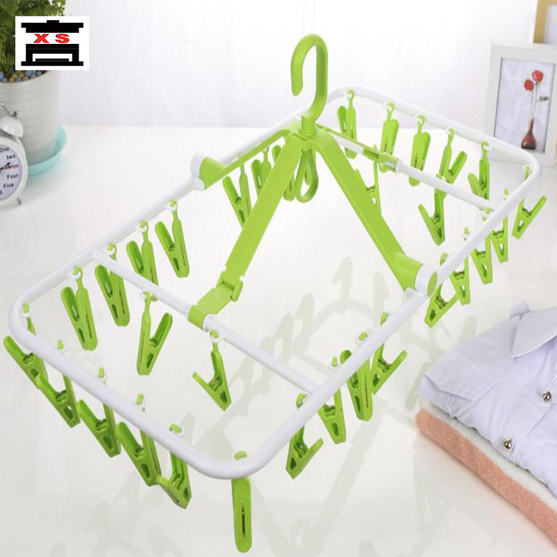 New Windproof Buckle Hanger Underware Socks Multi-Functional Plastic Hanger Non-Slip Clip Clothes Drying Rack Mold