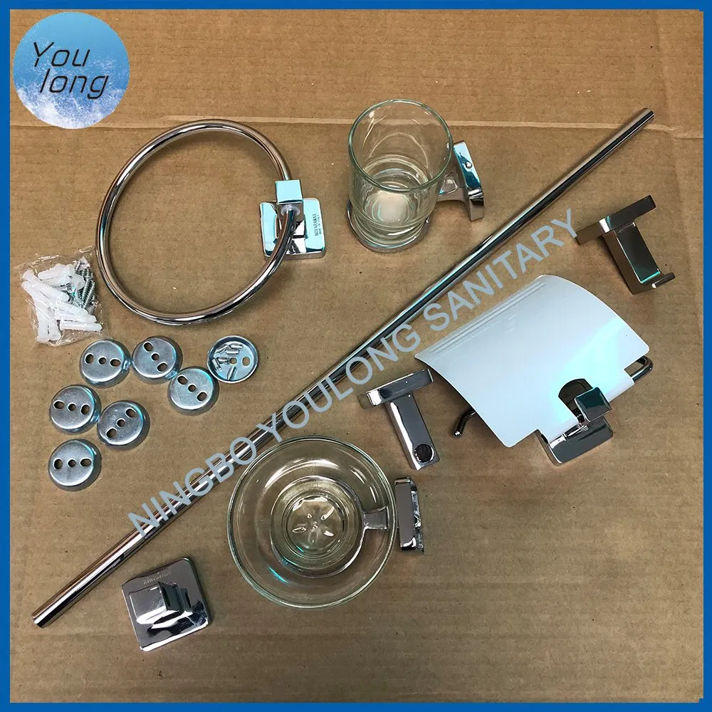 Matte Black Bathroom Accessory Metal Base 6 Pieces Zinc Bathroom Accessories Set