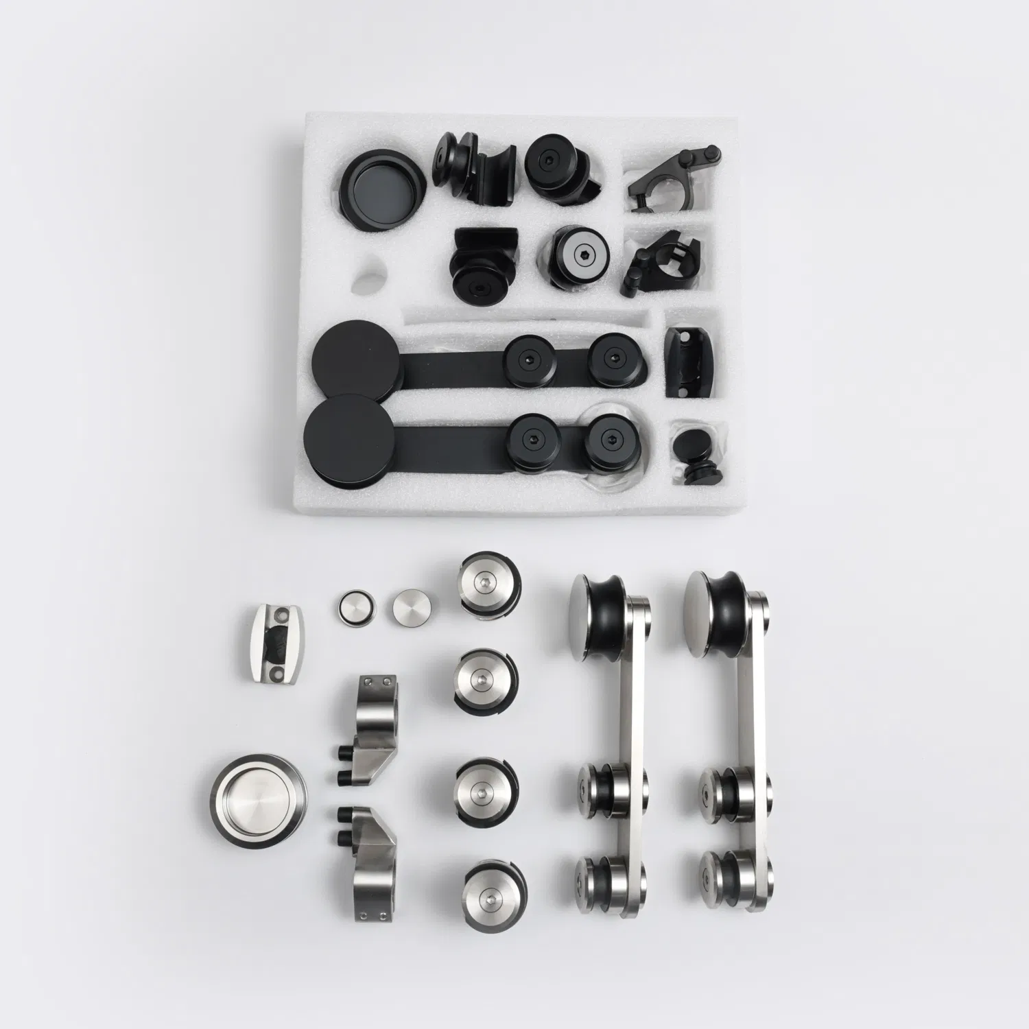 Frameless Stainless Steel Sliding Glass Track Barn Shower Enclosure Hardware Kit