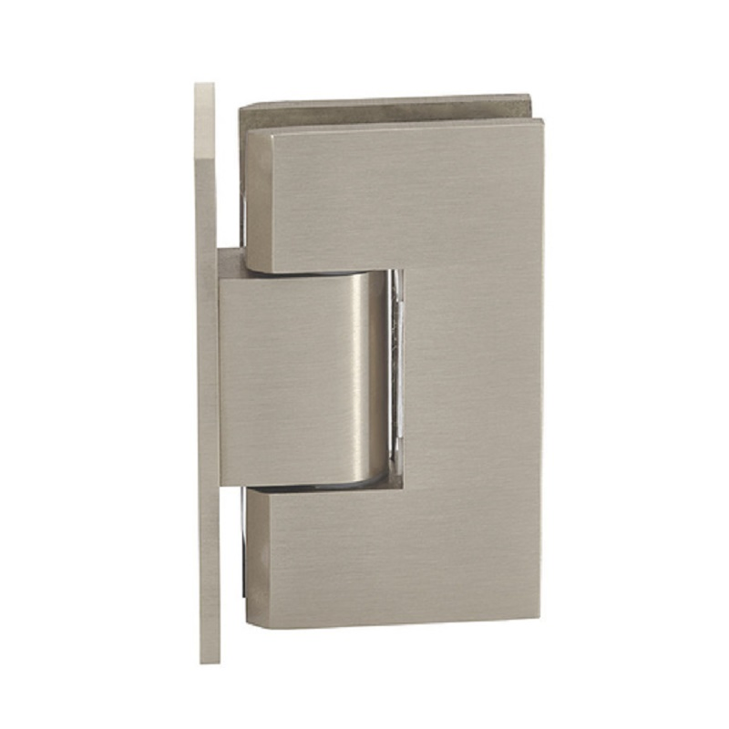Brushed Nickel 90 Degree Glass Clamp 100*58mm Brass 5 Degree Pre-Set Wall Mount Door Hinge Bathroom Hardware