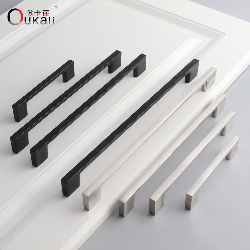 192mm Drawer Matt Black Aluminium Kitchen Cabinets Door Pull Handle Home Furniture Wardrobe Pulls and Knobs