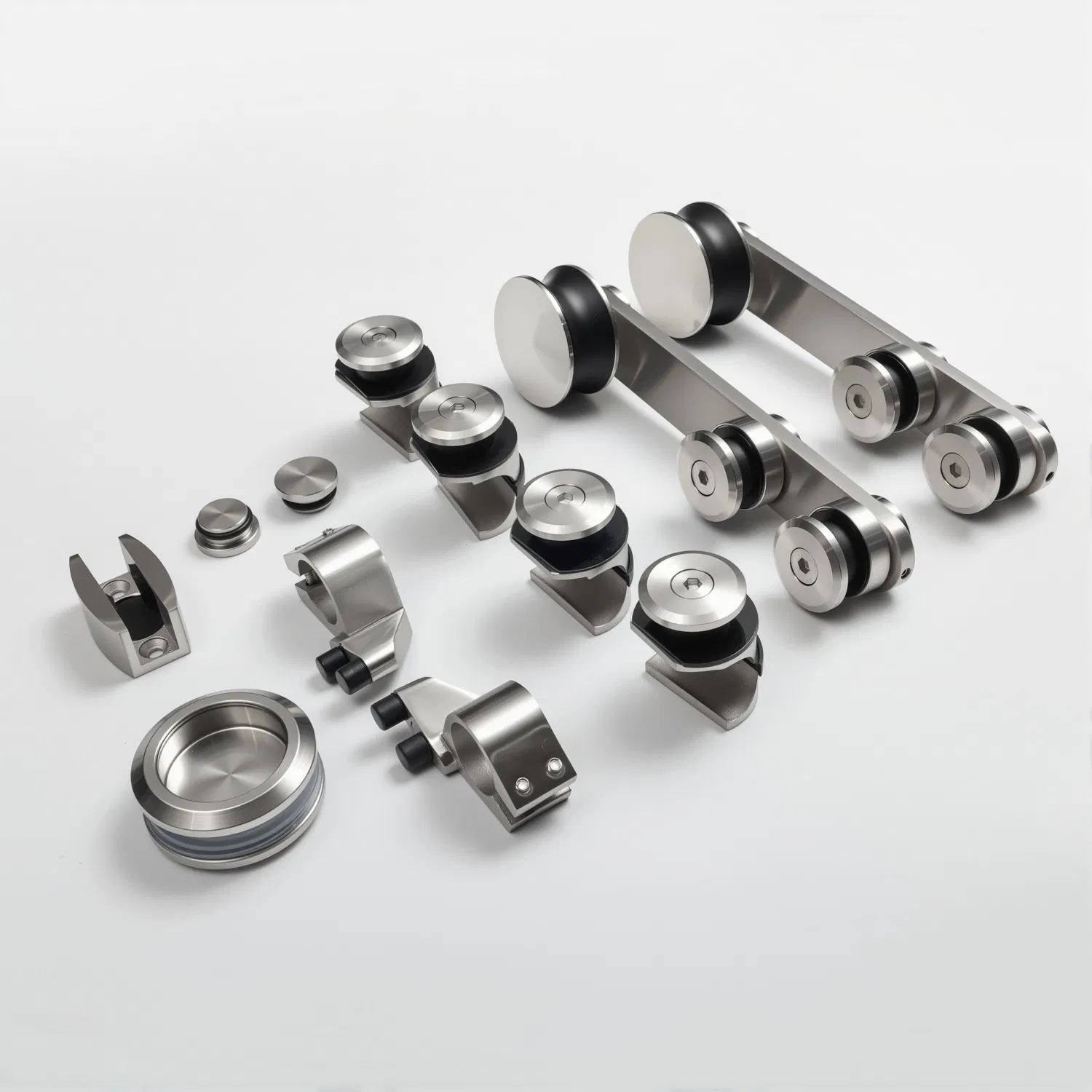 Frameless Stainless Steel Sliding Glass Track Barn Shower Enclosure Hardware Kit