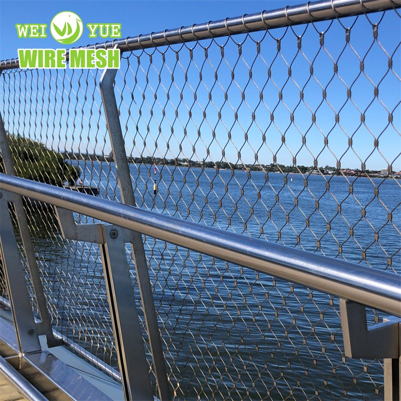SS316L Flexible Stainless Steel Rope Wire Net Zoo Fence Net Stair Handrail Metal Mesh Safety Net Fall Prevention Mesh Cable Net Ferrule Wire Mesh
