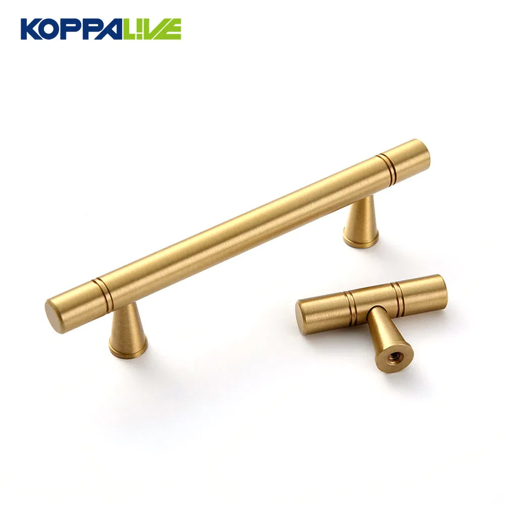 Koppalive T Bar Furniture Drawer Pulls Luxury Gold Office Kitchen Cabinet Storage Closet Solid Brass Bedroom Handles