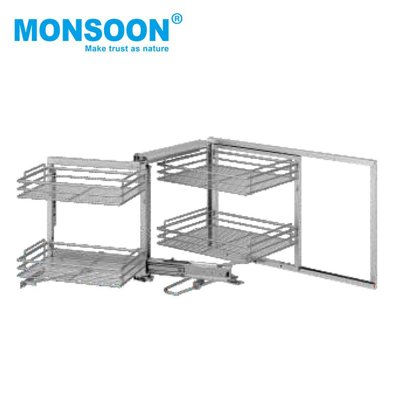 Kitchen Hardware Accessory Multi Purpose Spice Blind Corner Rack Chrome Plated Cabinet Storage Rack Baskets Pull out Soft Close Wire Basket