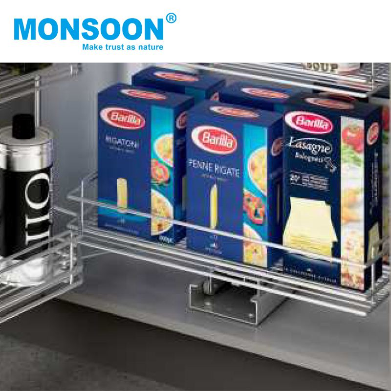 Kitchen Hardware Accessory Multi Purpose Spice Blind Corner Rack Chrome Plated Cabinet Storage Rack Baskets Pull out Soft Close Wire Basket