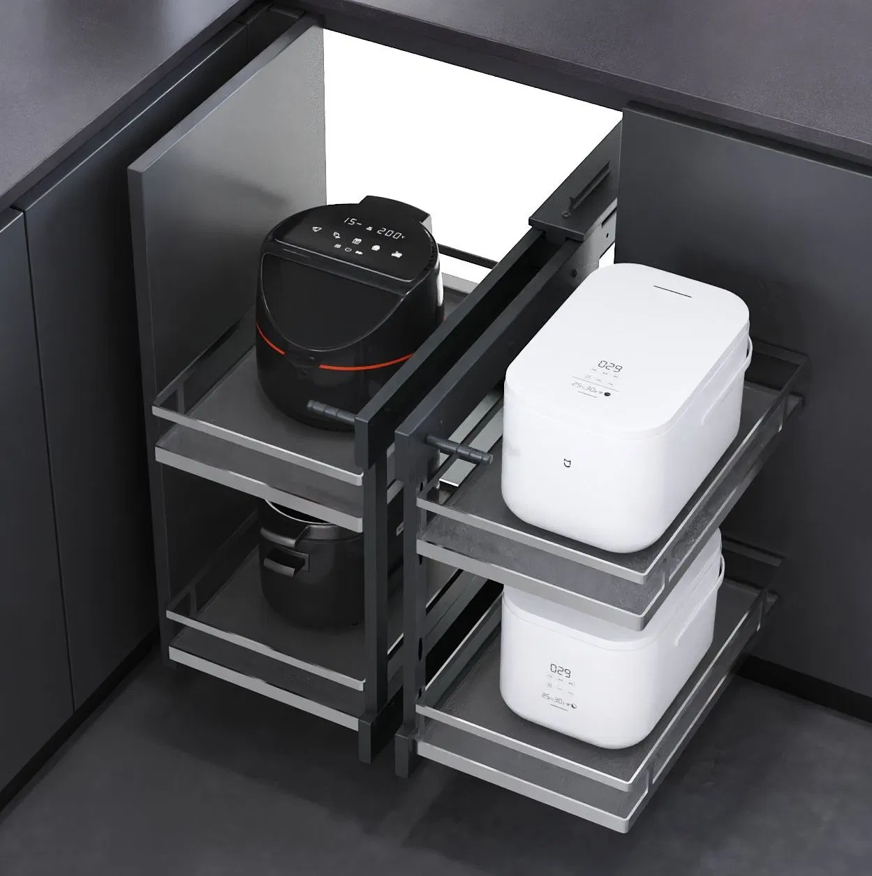 Kitchen Furniture Pantry Organizer Cabinets Storage Accessories Shelving Flat Wire Rack Show Hand Pull out Basket Hardware