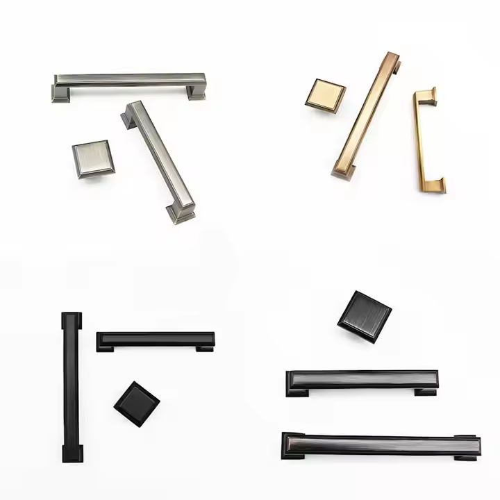 Brushed Zinc Alloy Pull Handle Luxury Solid Brass Knuckle Set for Kitchen Cabinets Bathroom Storage Antique Door Handles