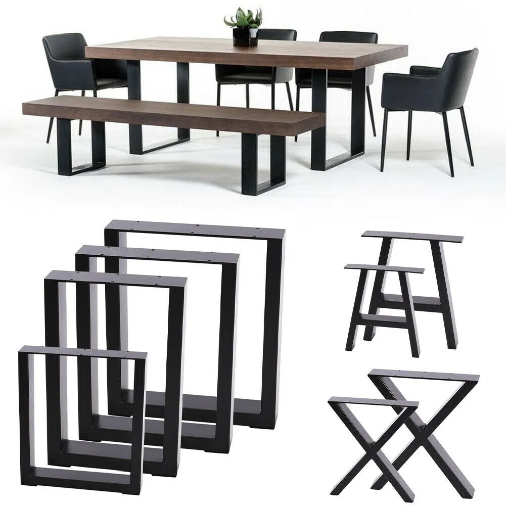 X-Shape Trestles Metal Dining Coffee Table Legs Office Furniture Legs Cast Iron Wooden Bench Outdoor Anti Rust Black Frame Legs for Console Table DIY Parks Feet