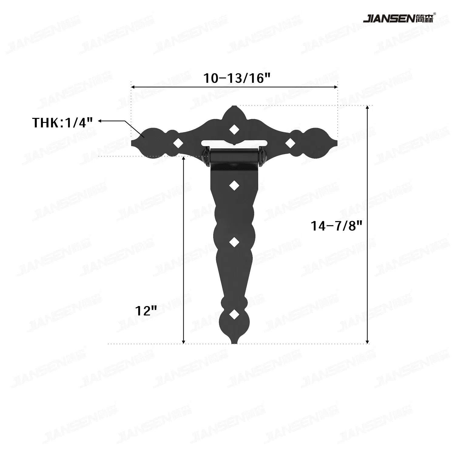 T-Strap Gate Hinges Heavy Duty Decorative Hammered T Hinges Outdoor Hinges Tee Hinges for for Wood Shed Door Hardware Barn Door Wooden Fences