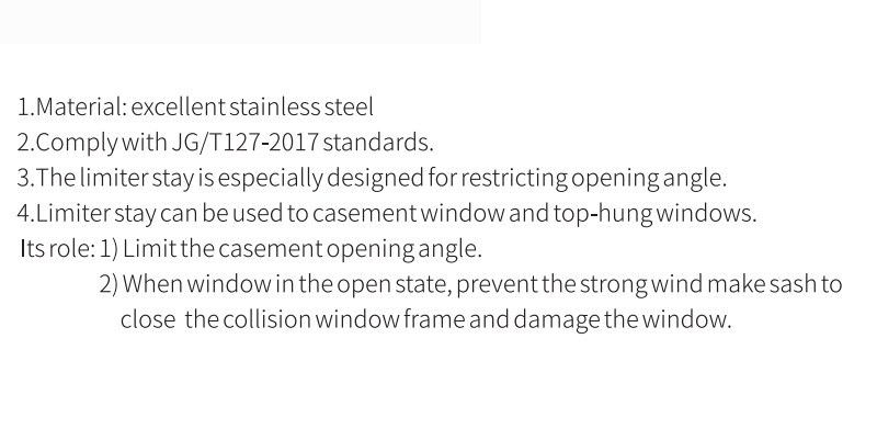 High Quality Door and Window Hardware SS304 Square Groove Limiter Stay Dk14