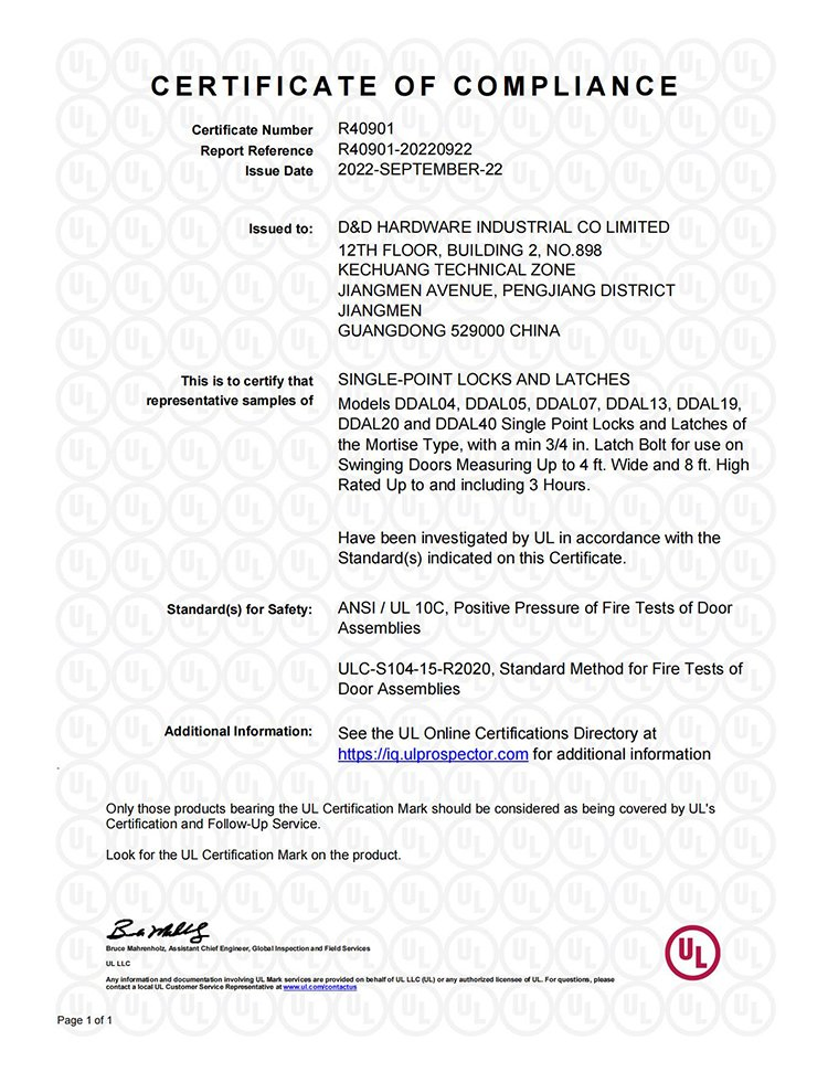 Safe Mortise Key Lockset System D&D Hardware Modern Middle East UL Listed Fire Rated American High Security Cylinder Locks Safety Hotel Door Mortice Lock