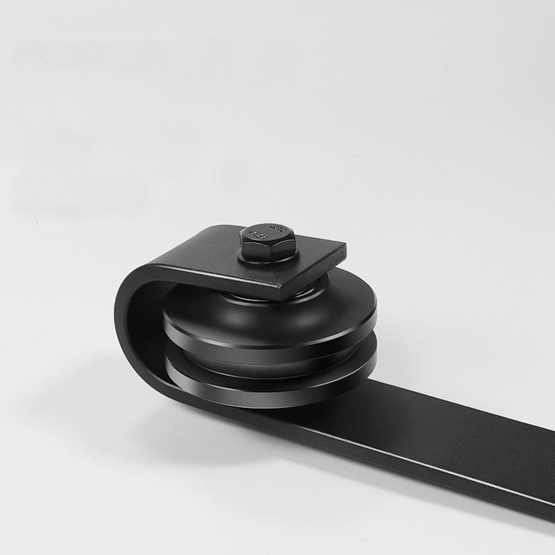 Decorative Sliding Barn Door Hardware Matt Black J Shape Hangers