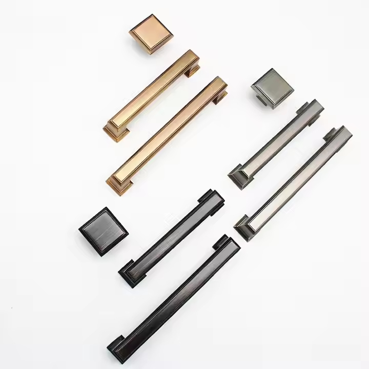 Brushed Zinc Alloy Pull Handle Luxury Solid Brass Knuckle Set for Kitchen Cabinets Bathroom Storage Antique Door Handles