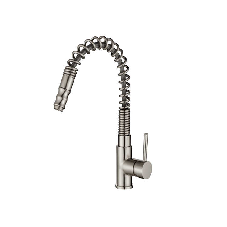 Single Handle Chromed Spring Spout Kitchen Sink Faucet