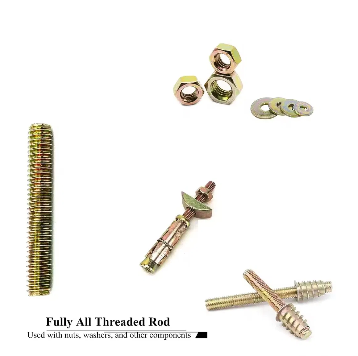 Garden Railing Mounting Assembly Fastening Steel Frame Connection Full Thread Rod for Furniture