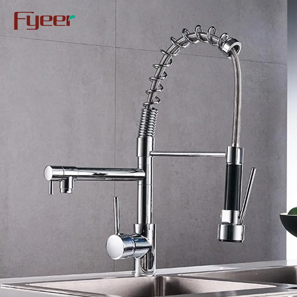 Fyeer Factory Price Chrome Plated Kitchen Sink Faucet with Pull Down Spray