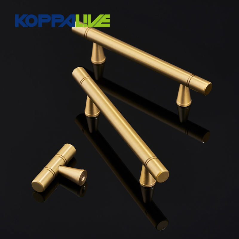 Koppalive T Bar Furniture Drawer Pulls Luxury Gold Office Kitchen Cabinet Storage Closet Solid Brass Bedroom Handles