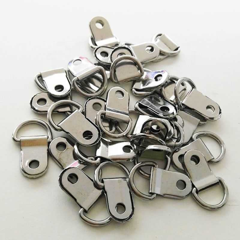 100PCS/Set D Ring Hanging Picture Frame Strap Hanger Hooks Oil Painting Mirror Hanger with Screws Kit