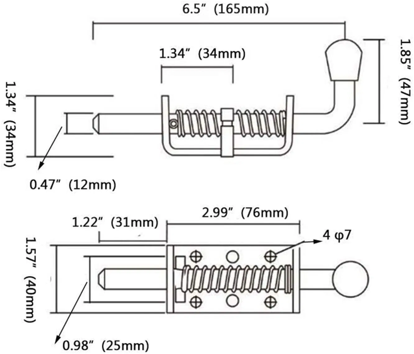 Trailer Spring Latch for Door Gate, Faster Lock Spring Bolt
