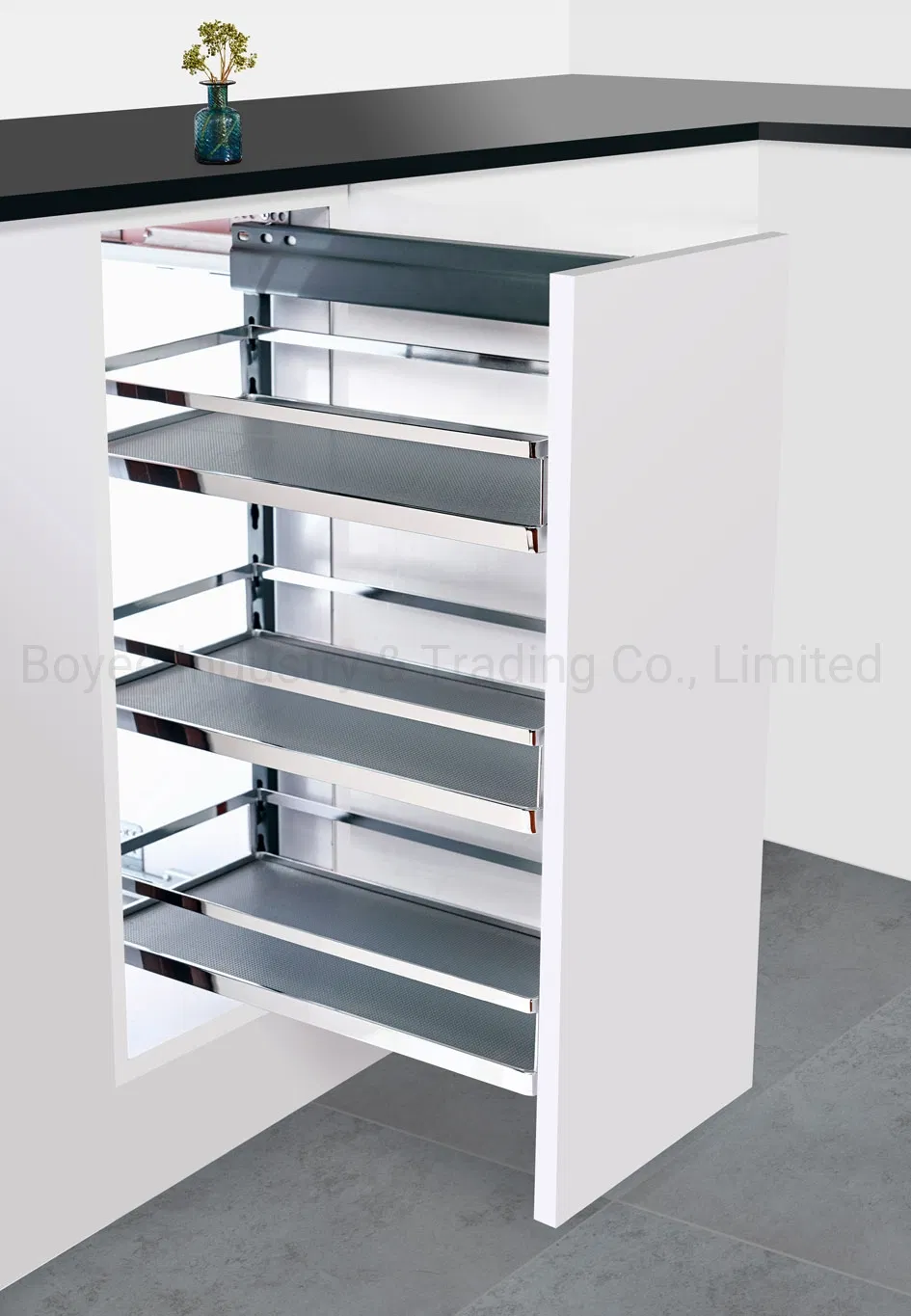 China Manufacture Factory Good Price Kitchen Cabinets Storage Accessories Shelving Flat Wire Rack Side Mounted Pull out Basket Hardware for Spice and Bottle