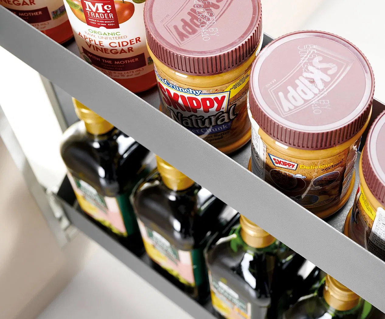 Kitchen Cabinet Hardware Accessory 2-Shelf Metal Side Pull out Basket