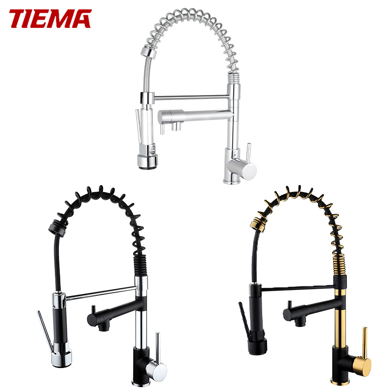 304 Stainless Steel Sink Brass Water Tap Single Lever Pull out Kitchen Faucet
