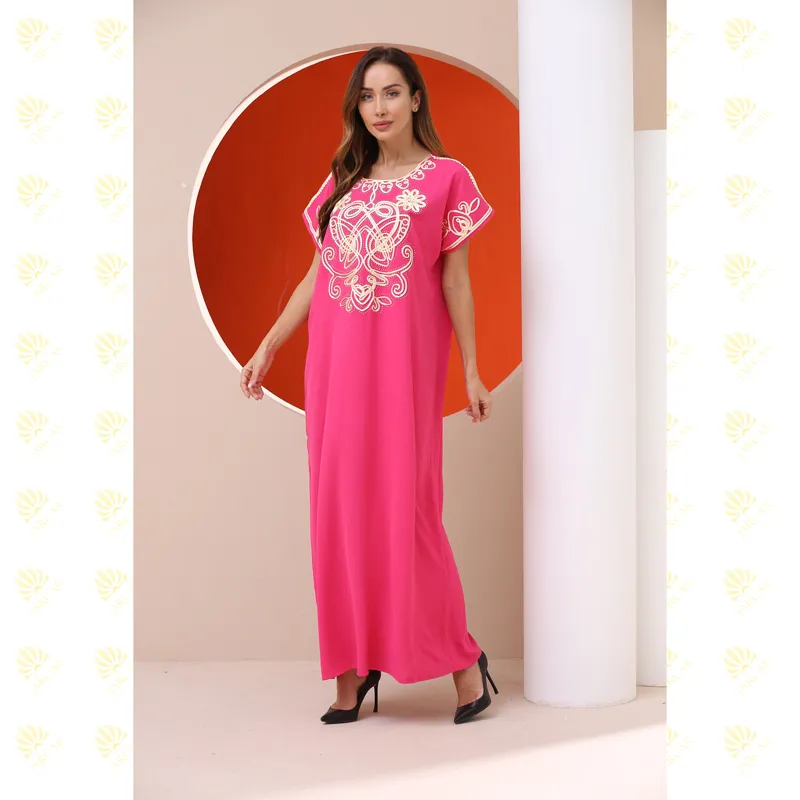 Abaya Floral Bordada Barata Mulheres Muçulmanas Prom Robe Turco Meninas Muçulmanas Roupas Islâmicas