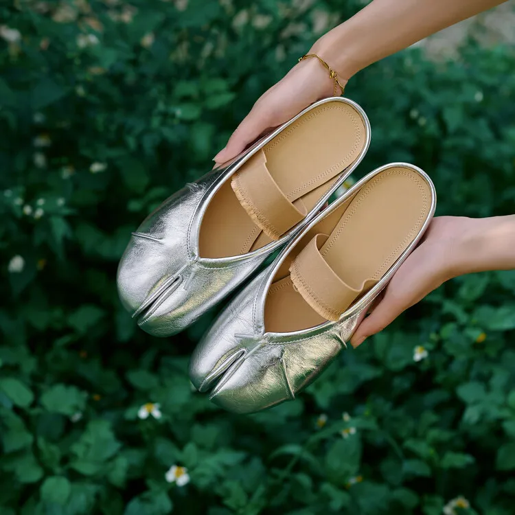 OEM ODM Alta Qualidade Couro Genuíno Moda Estilo Confortável Sandálias Mules para Mulheres Mules Fechados Chinelos para Senhoras