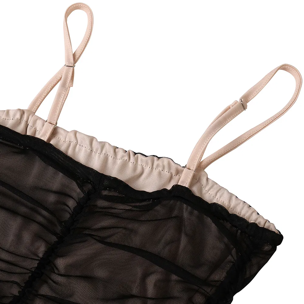 2020 Vestido de Festa Sexy com Mangas Longas e Fenda, Estilo Fashion, em Rede Transparente para Mulheres
