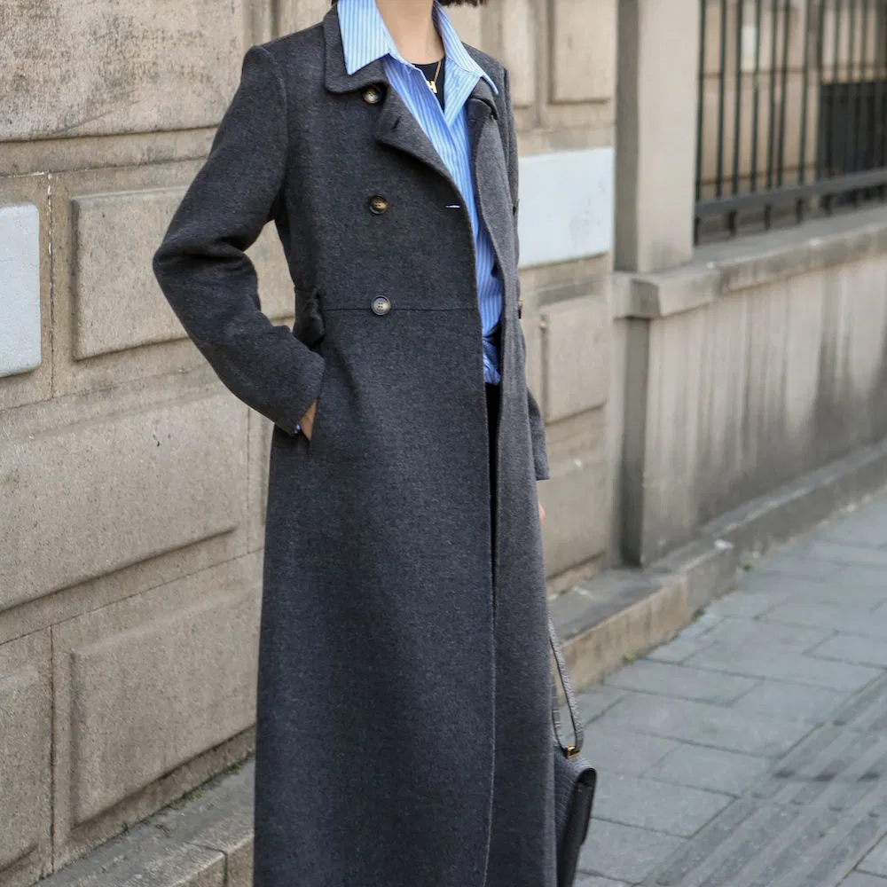 Casaco de Lã Personalizado 50%/100% para Mulheres Casaco Trench de Lã Formal para Escritório