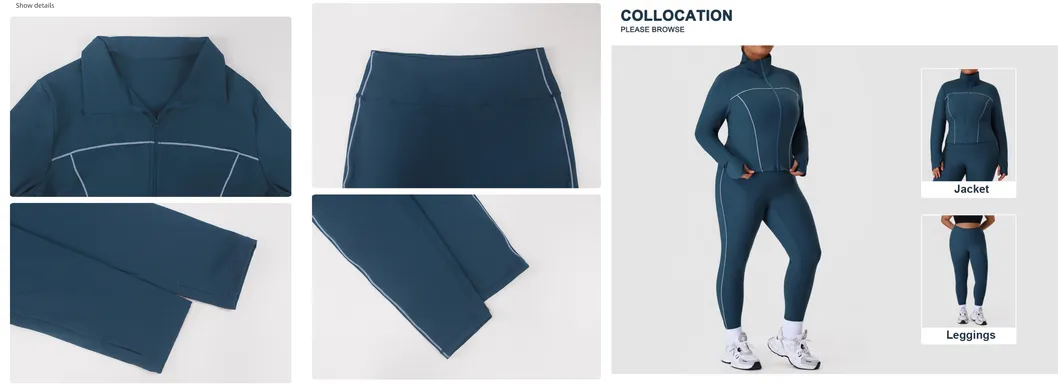 Jaqueta Esportiva Plus Size para Mulheres + Calças Conjunto de Yoga Academia
