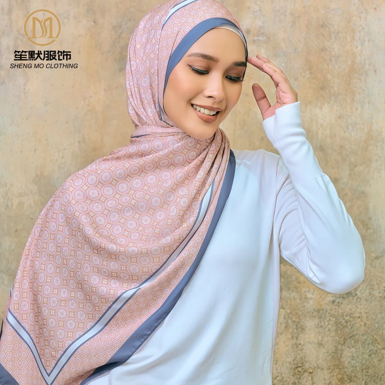 Moda Modesta Elegante Personalizada Estampas Sazonais Mercado do Oriente Médio Hijab de Cetim Elástico